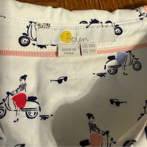 Boden Sophia Multicolor Vespa Moped Scooter Print Shirt Dress 14R Retro Inspired - Picture 7 of 16